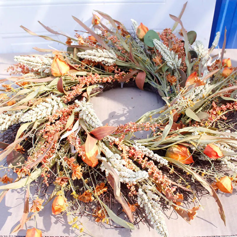 24-Inch Fall Harvest Gold Wheat Wreath