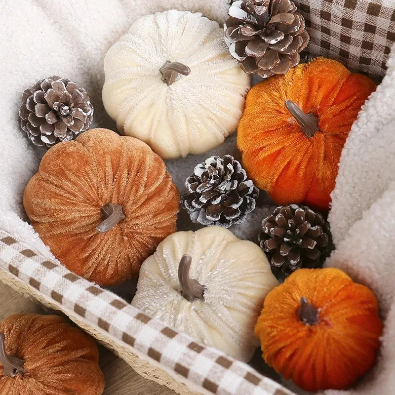 Artificial Velvet Pumpkins Decor