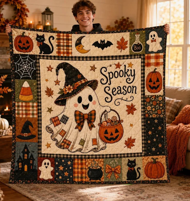 Spooky Halloween Ghost Quilt Blanket