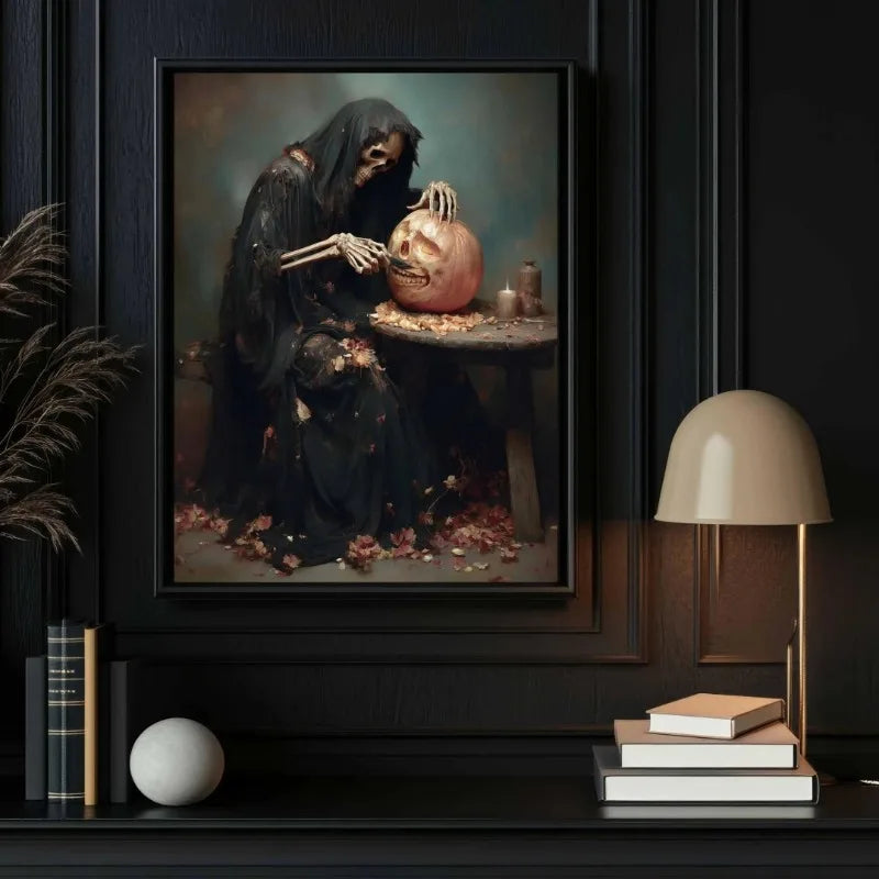 Gothic Grim Reaper Wall Art – Vintage Halloween Canvas Print
