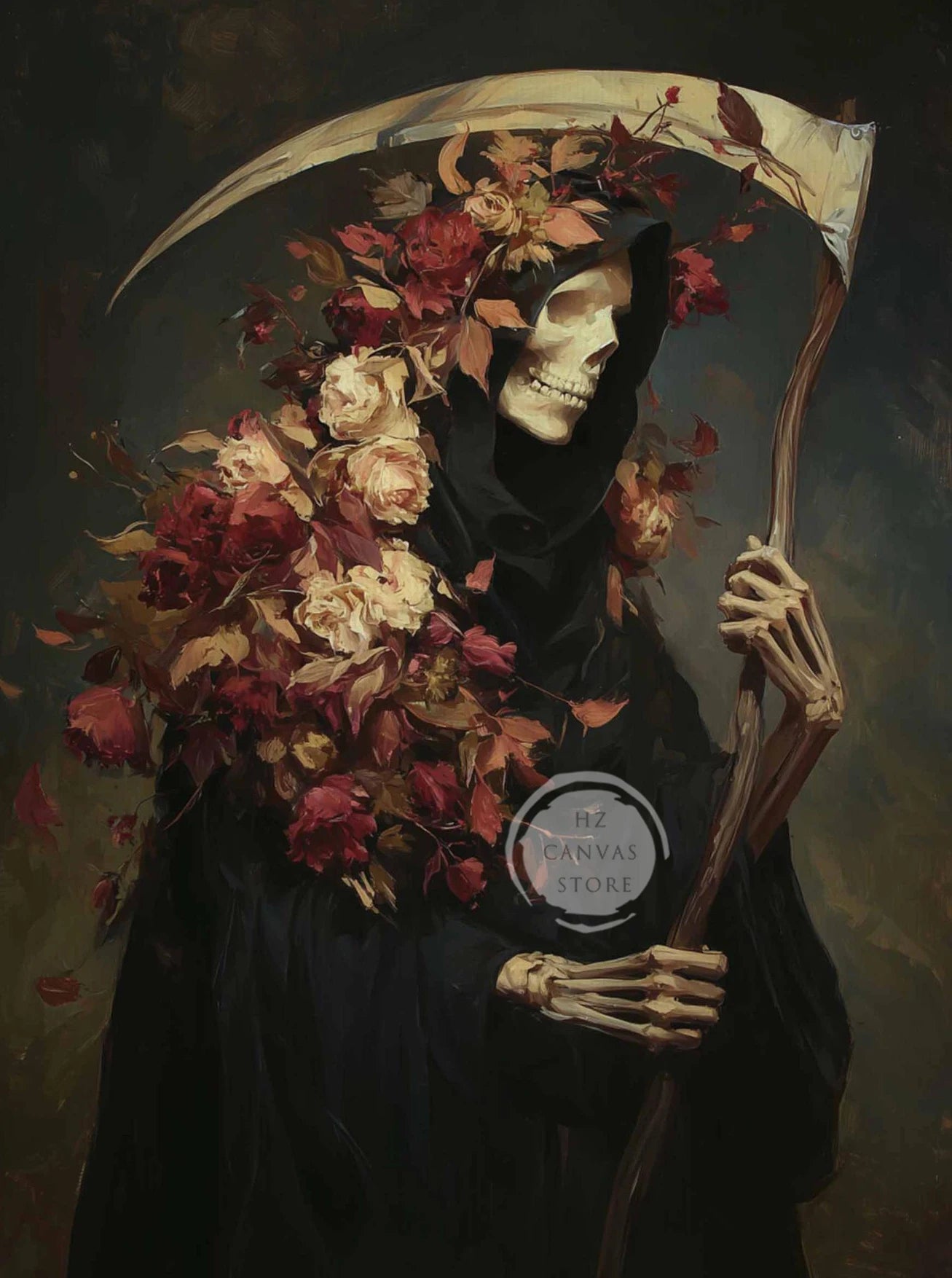 Gothic Grim Reaper Wall Art – Vintage Halloween Canvas Print