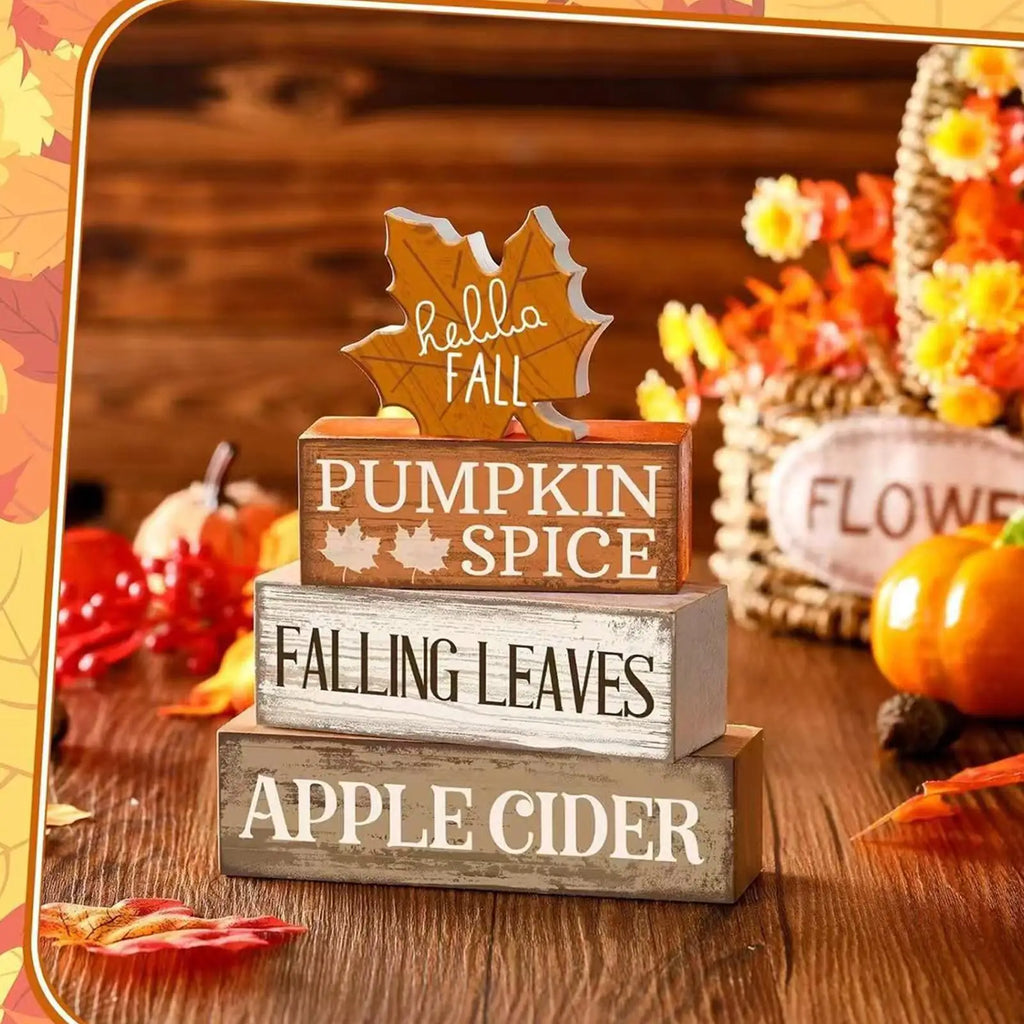 Fall Tiered Tray Decor – Wooden Maple Leaf Table Centerpiece
