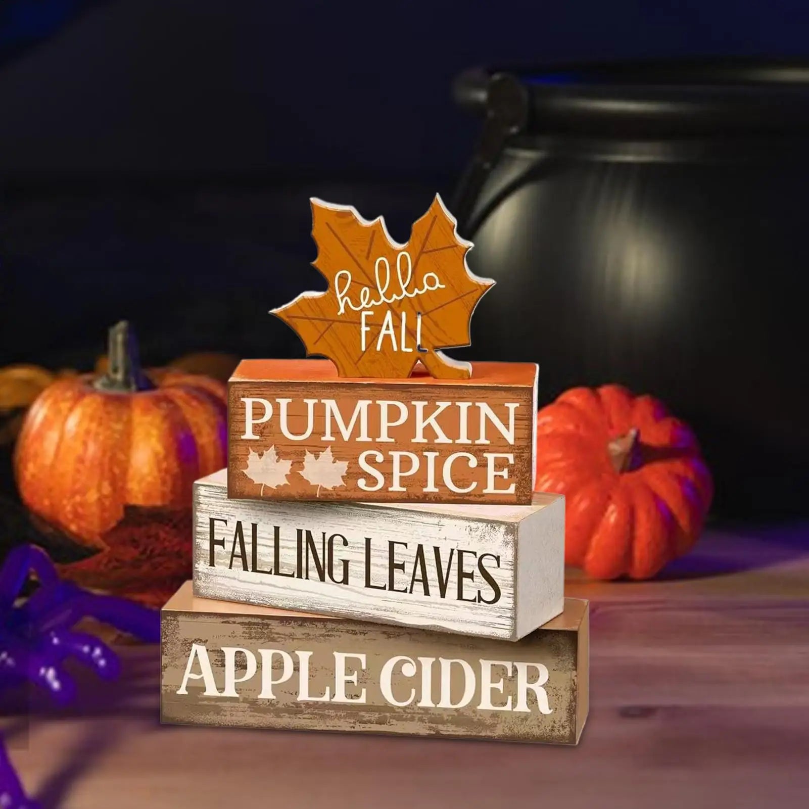 Fall Tiered Tray Decor – Wooden Maple Leaf Table Centerpiece