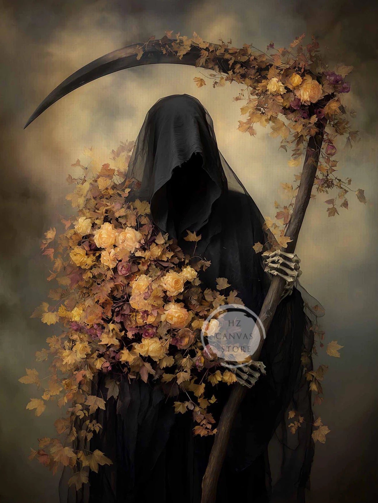 Gothic Grim Reaper Wall Art – Vintage Halloween Canvas Print