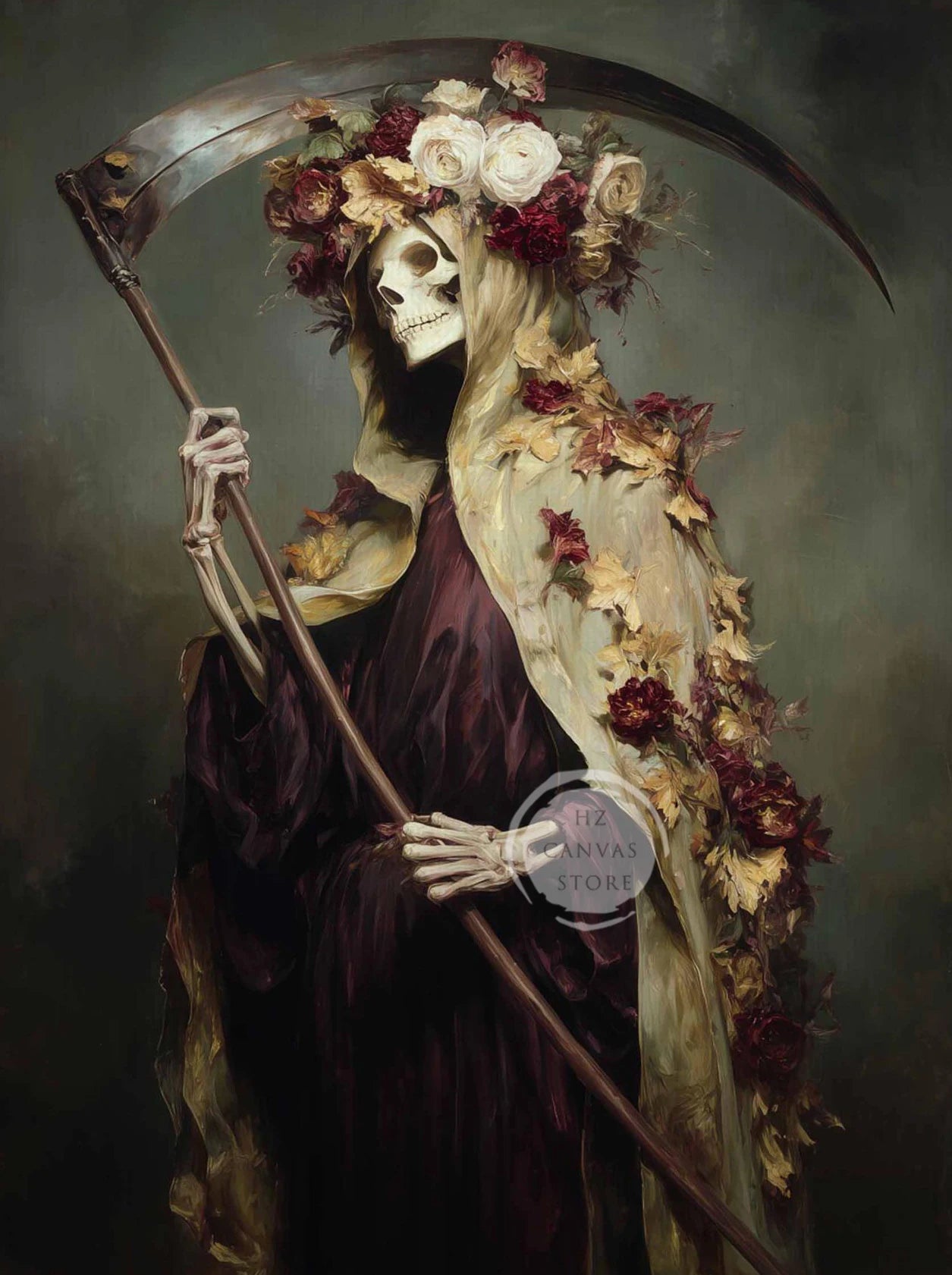 Gothic Grim Reaper Wall Art – Vintage Halloween Canvas Print