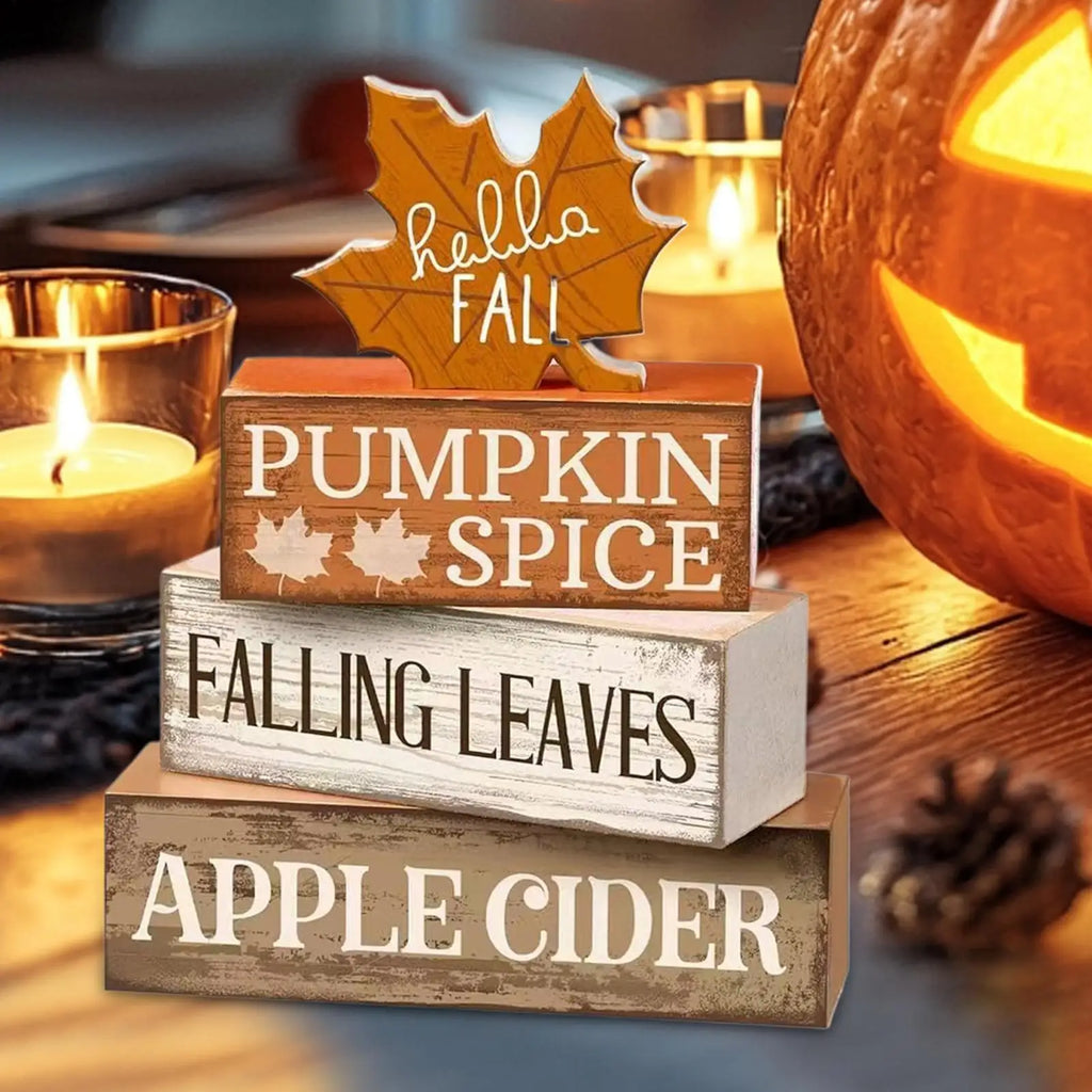 Fall Tiered Tray Decor – Wooden Maple Leaf Table Centerpiece