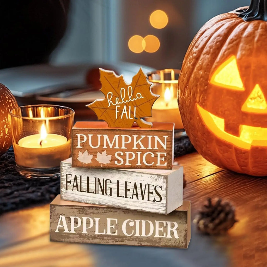 Fall Tiered Tray Decor – Wooden Maple Leaf Table Centerpiece