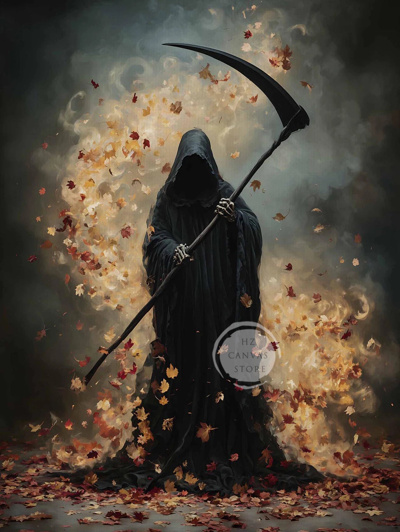Gothic Grim Reaper Wall Art – Vintage Halloween Canvas Print