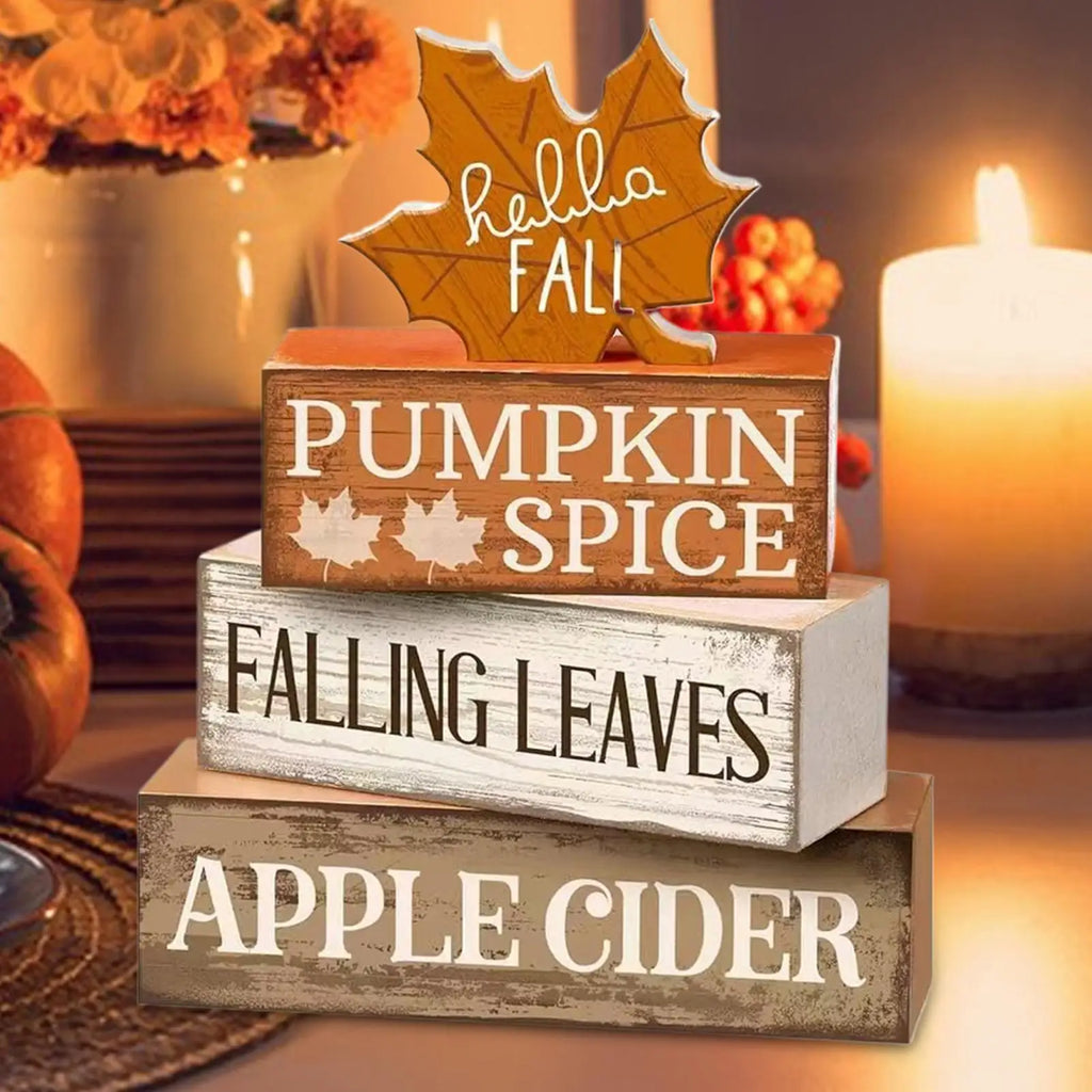 Fall Tiered Tray Decor – Wooden Maple Leaf Table Centerpiece