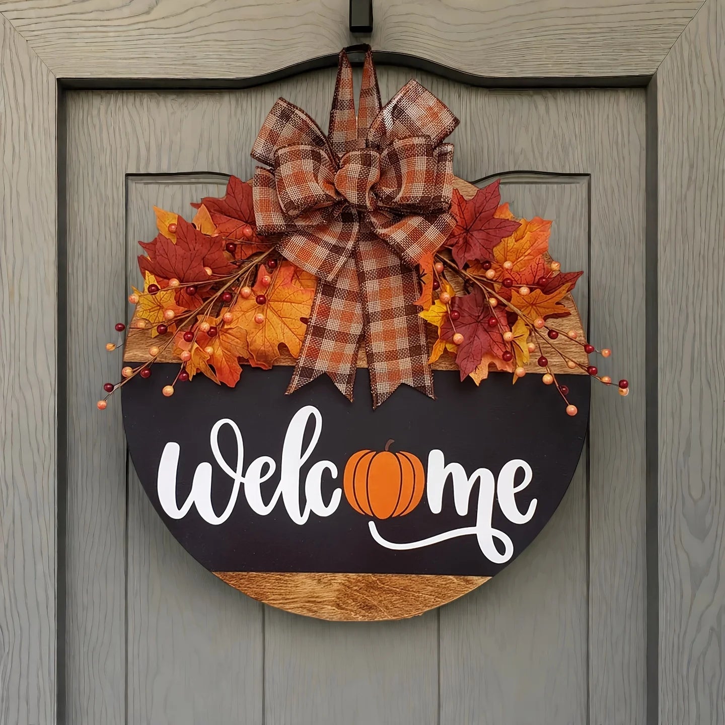 Fall Front Door Decor – Pumpkin Welcome Door Hanger