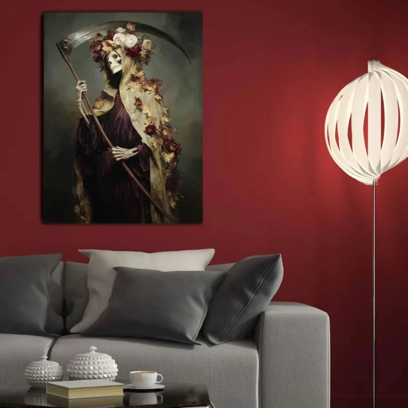 Gothic Grim Reaper Wall Art – Vintage Halloween Canvas Print