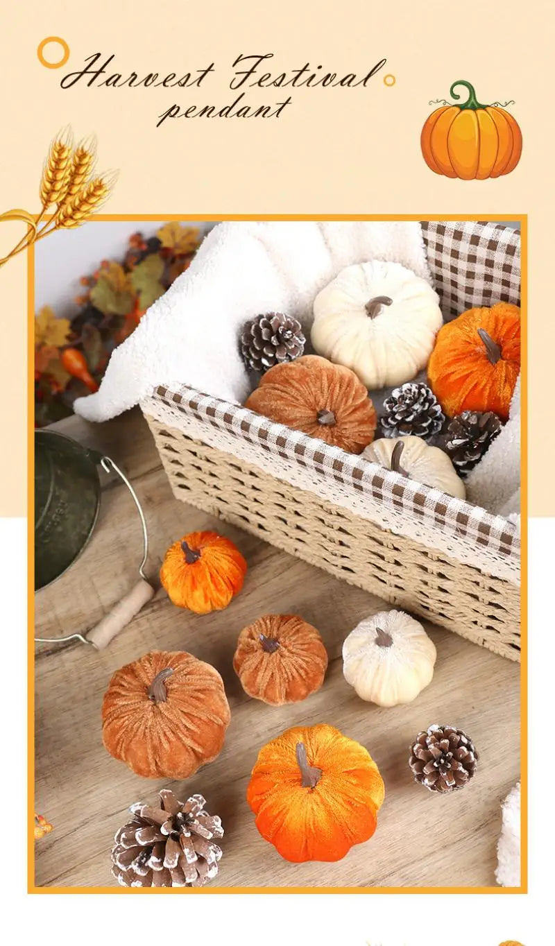 Artificial Velvet Pumpkins Decor
