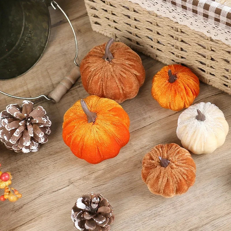 Artificial Velvet Pumpkins Decor