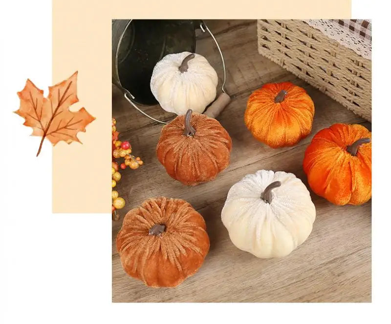 Artificial Velvet Pumpkins Decor