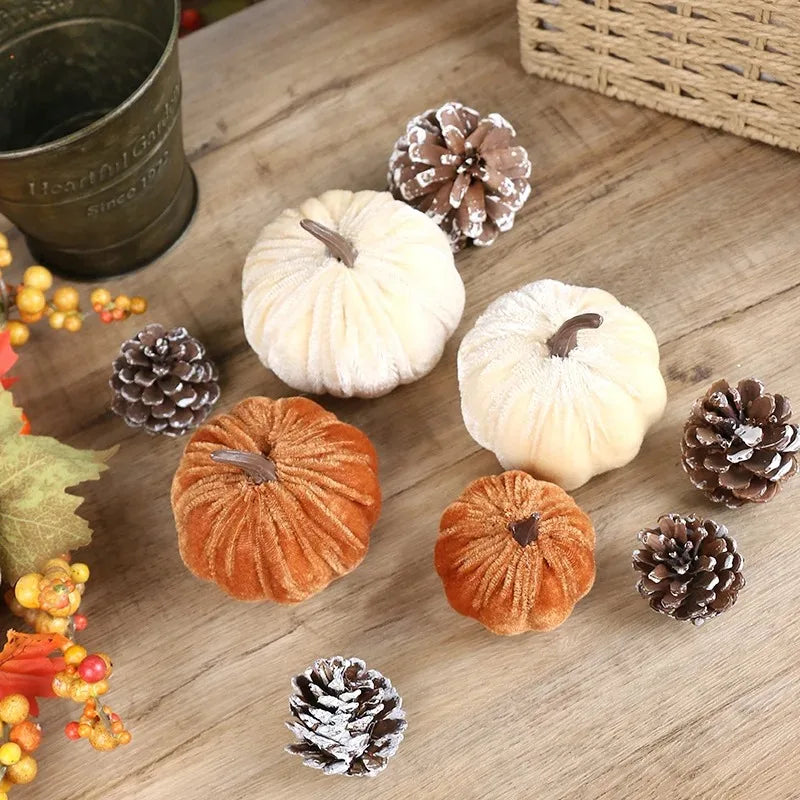 Artificial Velvet Pumpkins Decor