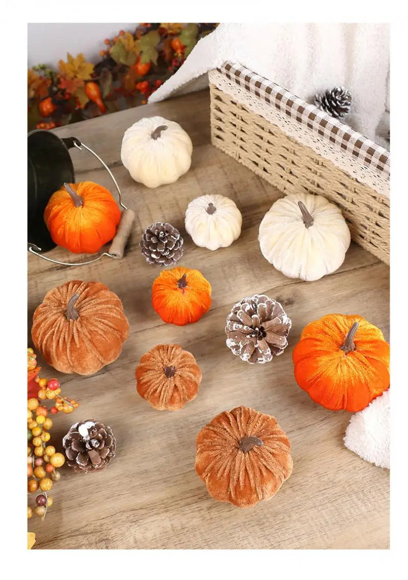 Artificial Velvet Pumpkins Decor