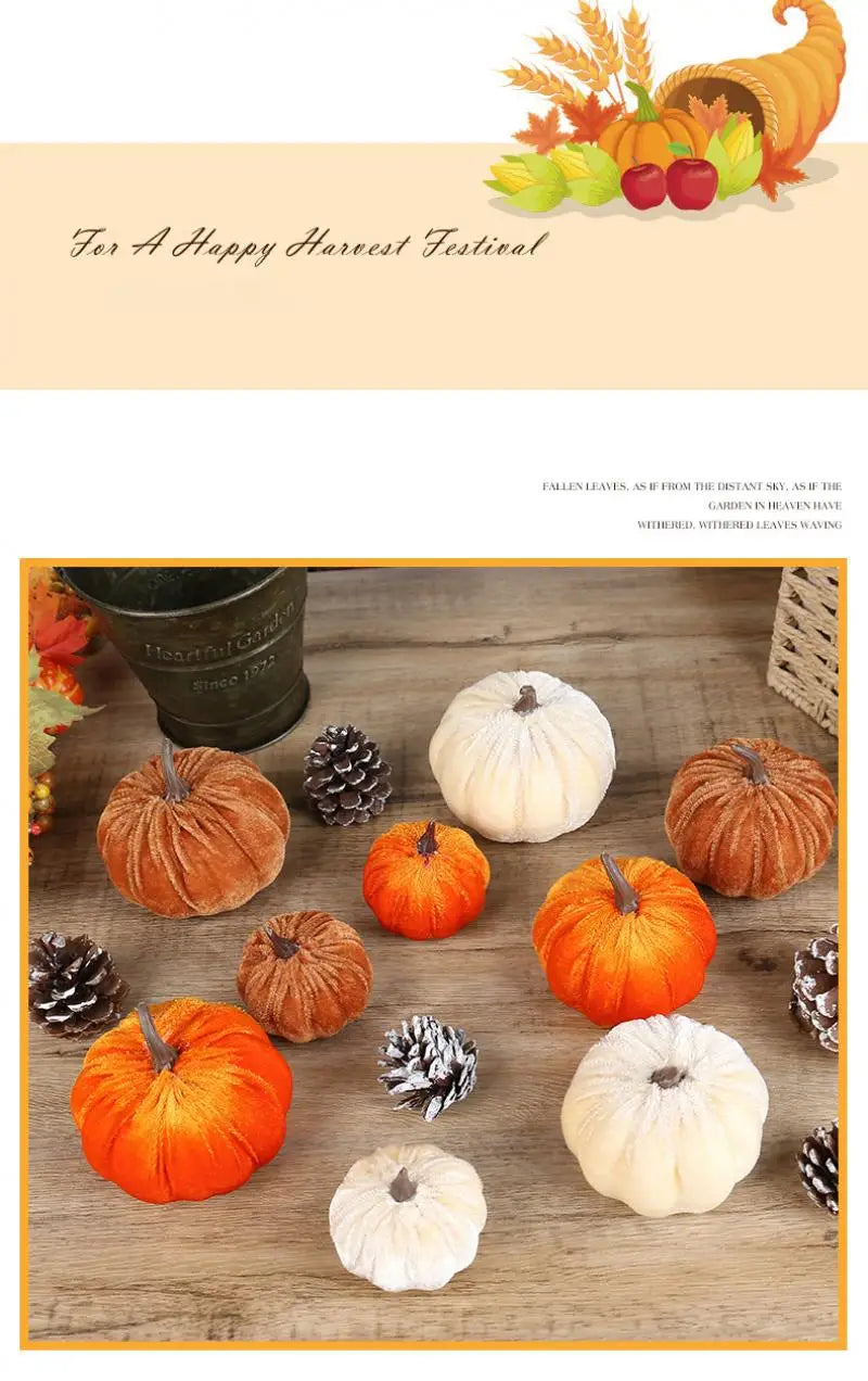 Artificial Velvet Pumpkins Decor