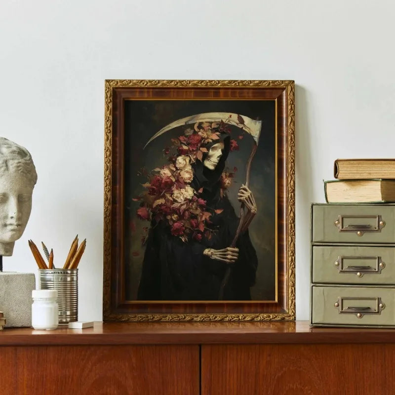 Gothic Grim Reaper Wall Art – Vintage Halloween Canvas Print