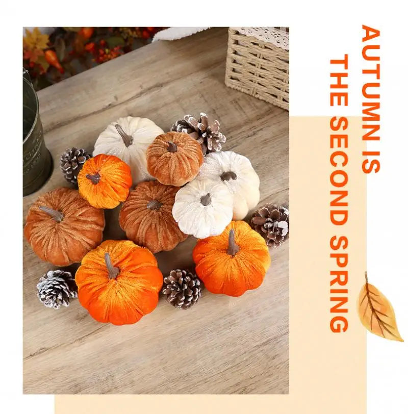 Artificial Velvet Pumpkins Decor