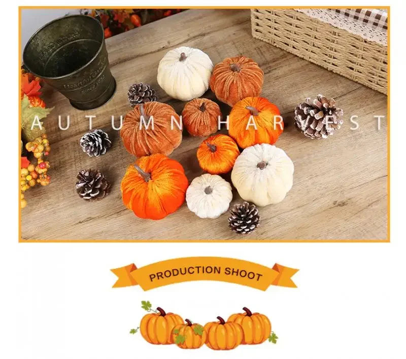 Artificial Velvet Pumpkins Decor