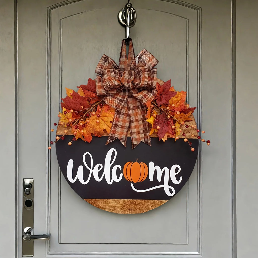 Fall Front Door Decor – Pumpkin Welcome Door Hanger