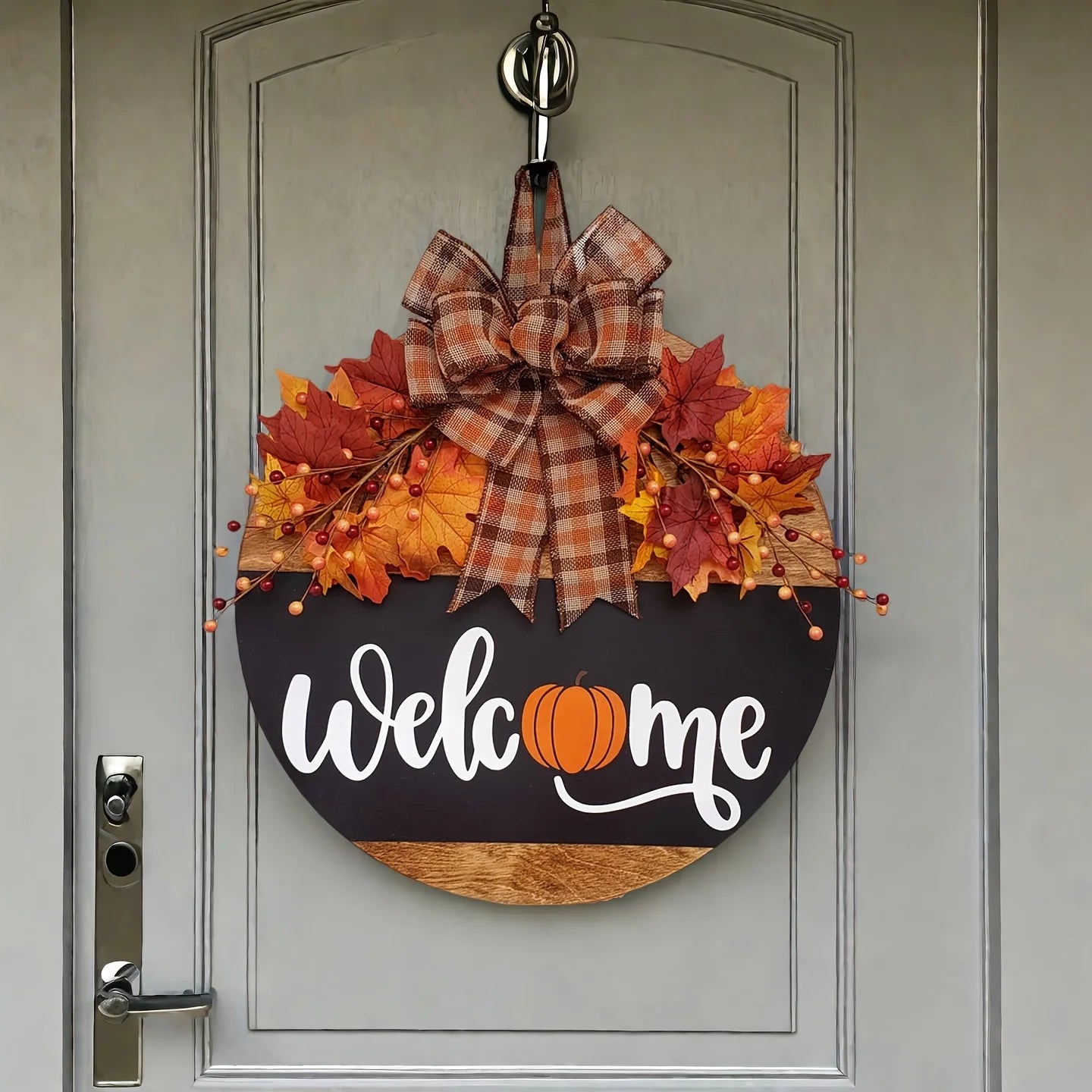 Fall Front Door Decor – Pumpkin Welcome Door Hanger