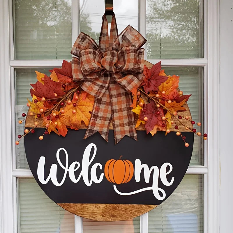 Fall Front Door Decor – Pumpkin Welcome Door Hanger